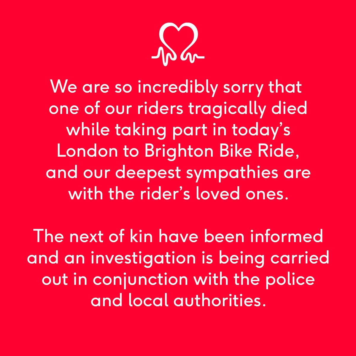TheBHF's tweet photo. With a heavy heart we share this news. Our team do not have any more information right now but please do keep their family and friends in your thoughts. https://t.co/0cNywI1IjC
