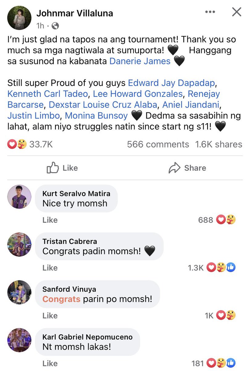 Sorry for comparing but I always see Karl, Yawi and Sanford comments to their post. But them? Nahhhhh. Wala lang haha