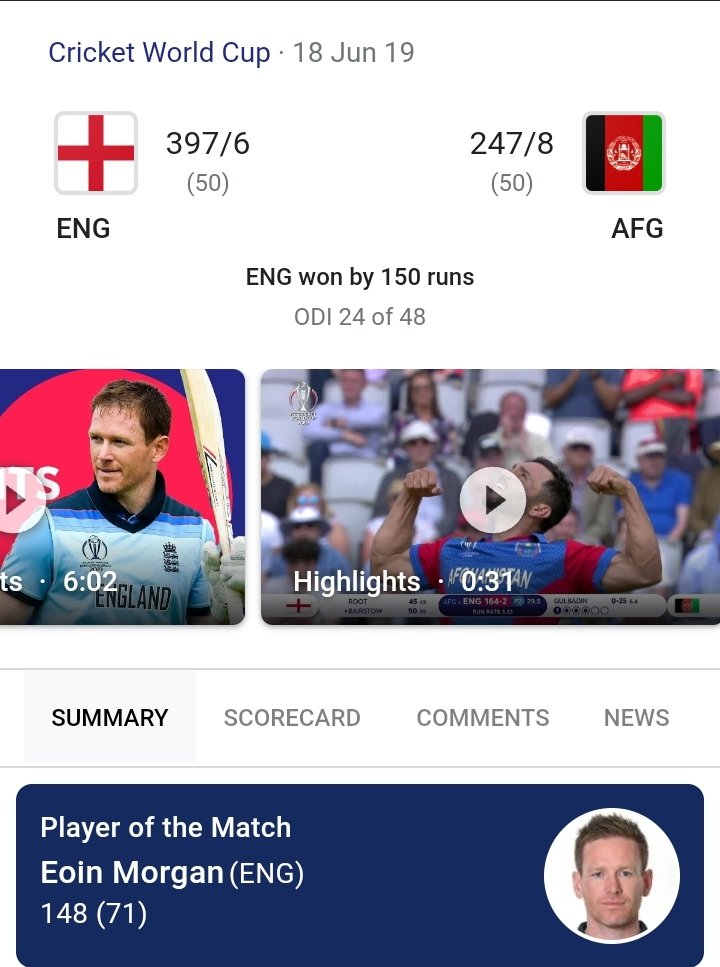 MALIKhunyar__'s tweet image. On this day in 2019, Eoin Morgan smashed a record-breaking 17 sixes in an ODI innings and England defeated Afghanistan by 150 runs.

BRAVO TO AFGHANISTAN WORLD CLASS SPINNERS ESPECIALLY 20ys Old RASHID KHAN  100 ON just 54 Balls.👏💪🇦🇫

#WorldCup2019 #FathersDay #Ashes23 #Cricket
