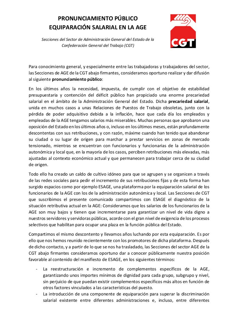 sapbcgt's tweet photo. Pronunciamiento público: Equiparación salarial en la AGE

Difundimos el siguiente comunicado a petición d diversas Secciones del ámbito d Administración General del Estado en Barcelona 

#EleccionesAGEBarcelona2023 #VotaCGT #CGTxTí #AhoraMásQueNunca https://t.co/RuK0qeldrg