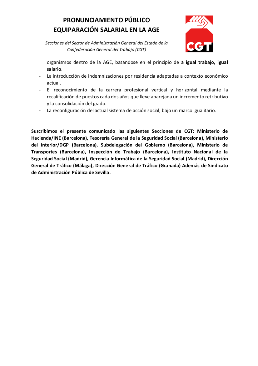 sapbcgt's tweet photo. Pronunciamiento público: Equiparación salarial en la AGE

Difundimos el siguiente comunicado a petición d diversas Secciones del ámbito d Administración General del Estado en Barcelona 

#EleccionesAGEBarcelona2023 #VotaCGT #CGTxTí #AhoraMásQueNunca https://t.co/RuK0qeldrg