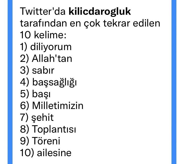 Kılıçdaroğlu’nun  Twitter’da en çok tekrar ettiği 10 kelimeye baktım sonuçlar şaşırtıcı değil.