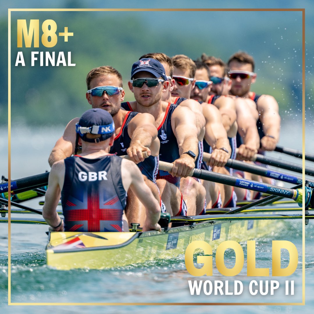 An ever-increasing lead wins it for this crew as the #GBRowingTeam end World Cup II in style, securing gold with a clear-water finish in the men’s eight A Final 👏👏👏 🥇🏆

Catch up on today’s epic results 👉 britishrowing.org/gb-rowing-team…

#WRCVarese