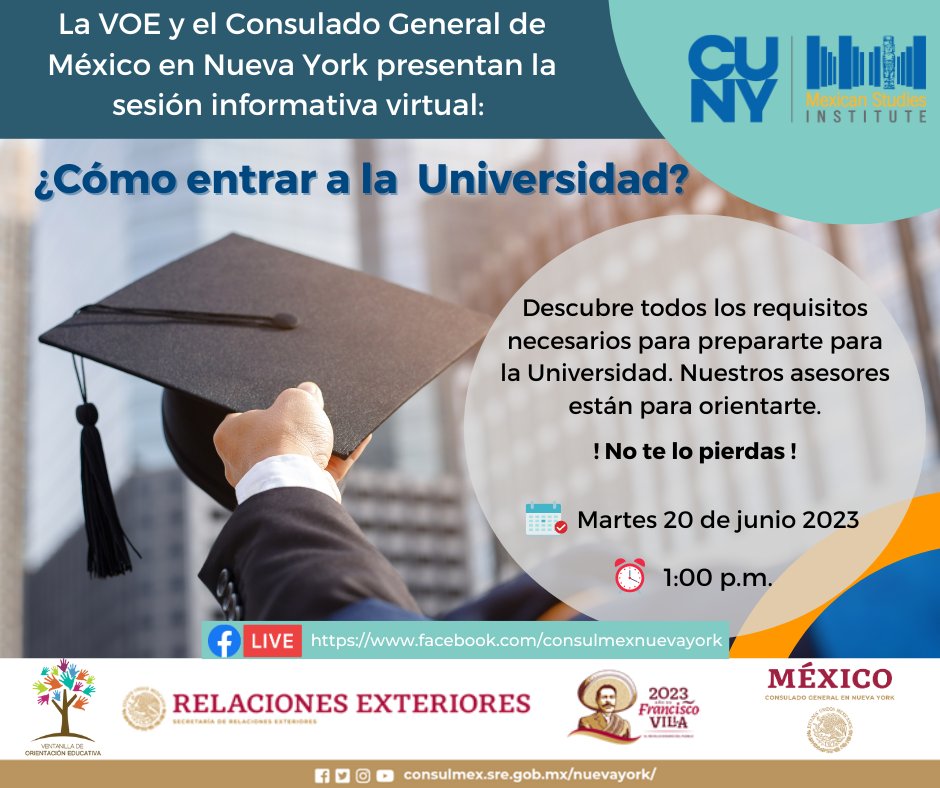 ConsulMexNuy's tweet photo. ¡No te pierdas nuestro Facebook Live: ¿Cómo prepararme para la Universidad? 📚🎓en donde nuestros asesores de la Ventanilla de Orientación Educativa te guiarán sobre el proceso de preparación! https://t.co/RxP2KAFcqG