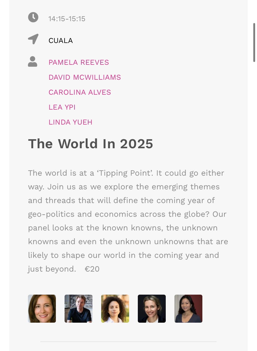 cacrisalves's tweet photo. My last talk @dalkeybookfest is on ‘The World In 2025’ again with such an amazing group of panellists. 💕 🔥 #DBF2023

@JeffreyGoldberg @lindayueh @lea_ypi @davidmcw https://t.co/RlXAfm1XhO