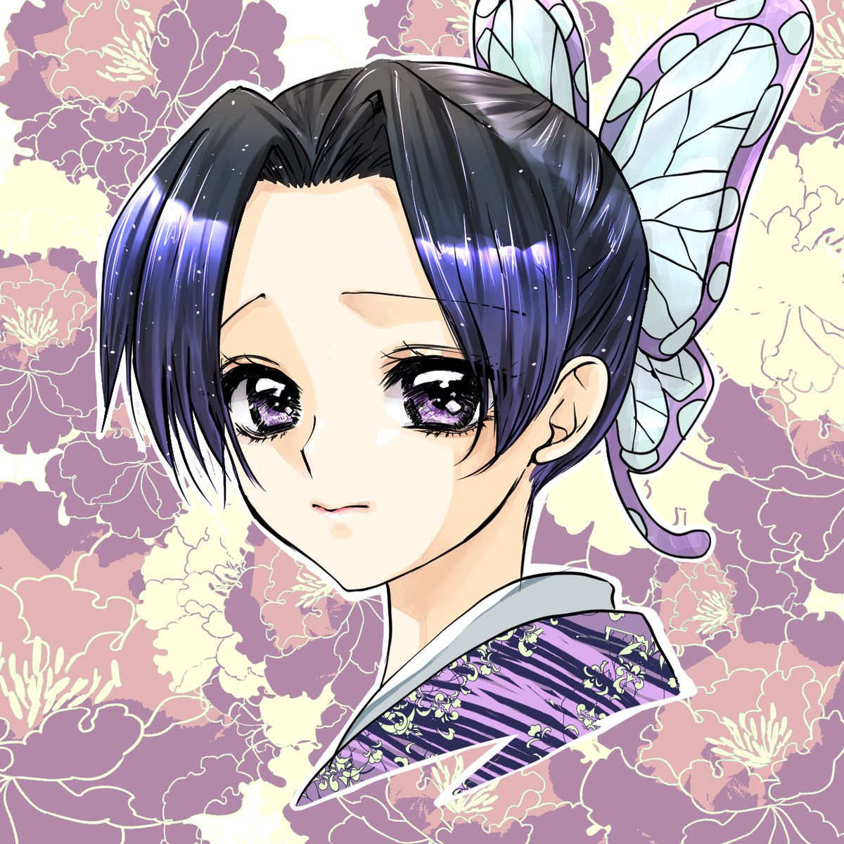 瑛さんがTwitterに投稿した胡蝶しのぶ(鬼滅の刃)のイラスト。