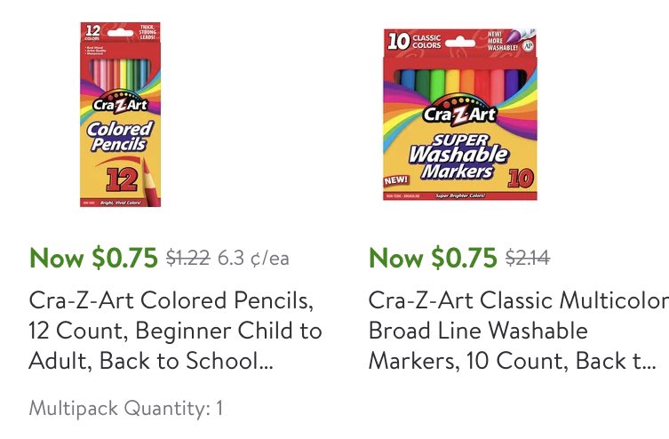 Good Morning! 

These are on sale at Walmart for $0.75!  The crayola ones weren’t shipping from WM or Amazon. 

Are there any 🧚🧚‍♀️ that would like to help #clearthelist?  I appreciate any help!! 

walmart.com/registry/ER/b9…

#AdoptATeacher 
#PostForPencils