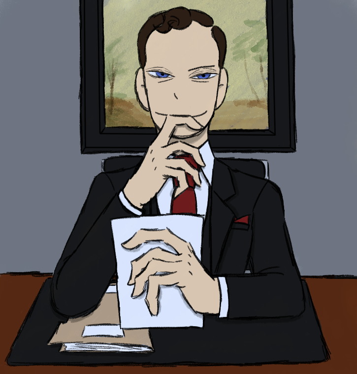 Mycroft Holmes in his office