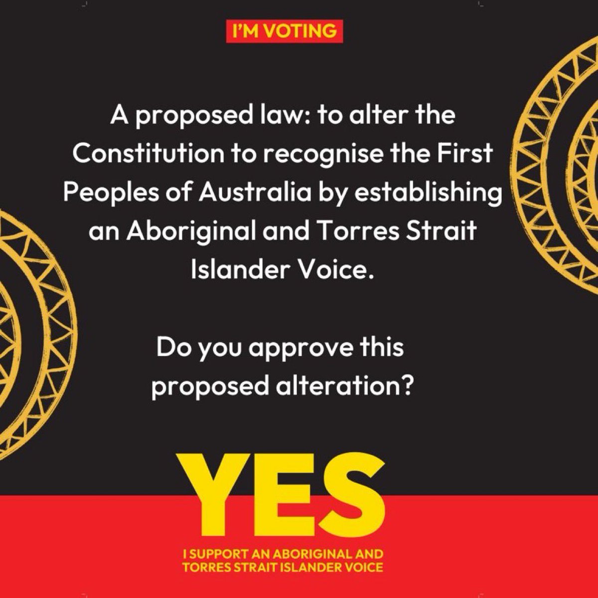 I'm voting Yes. #Yes23 #VoiceToParliament #VoteYes #VoteYesAustralia