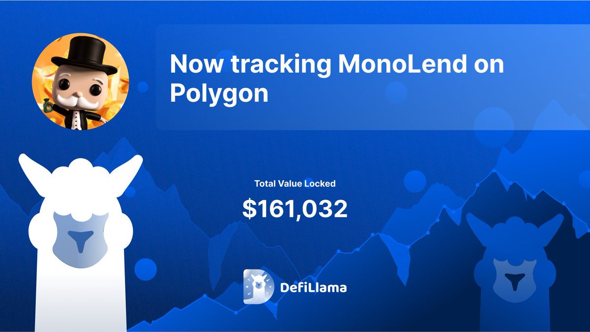 Polygon_Space1's tweet photo. 🔃 @DefiLlama Now tracking @Mono_Lend on @0xPolygonLabs 

🔃 #MonoLend is the lending market platform on #Polygon, users deposit collateral and farm $WBTC $WETH and stables

🔽VISIT
https://t.co/efsVUZLiwq https://t.co/WP4ZAhyyTw