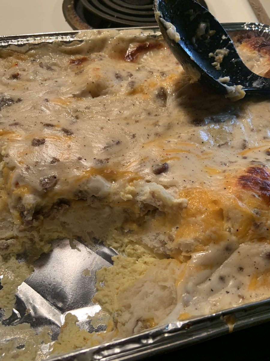 Biscuit and gravy casserole for the win.