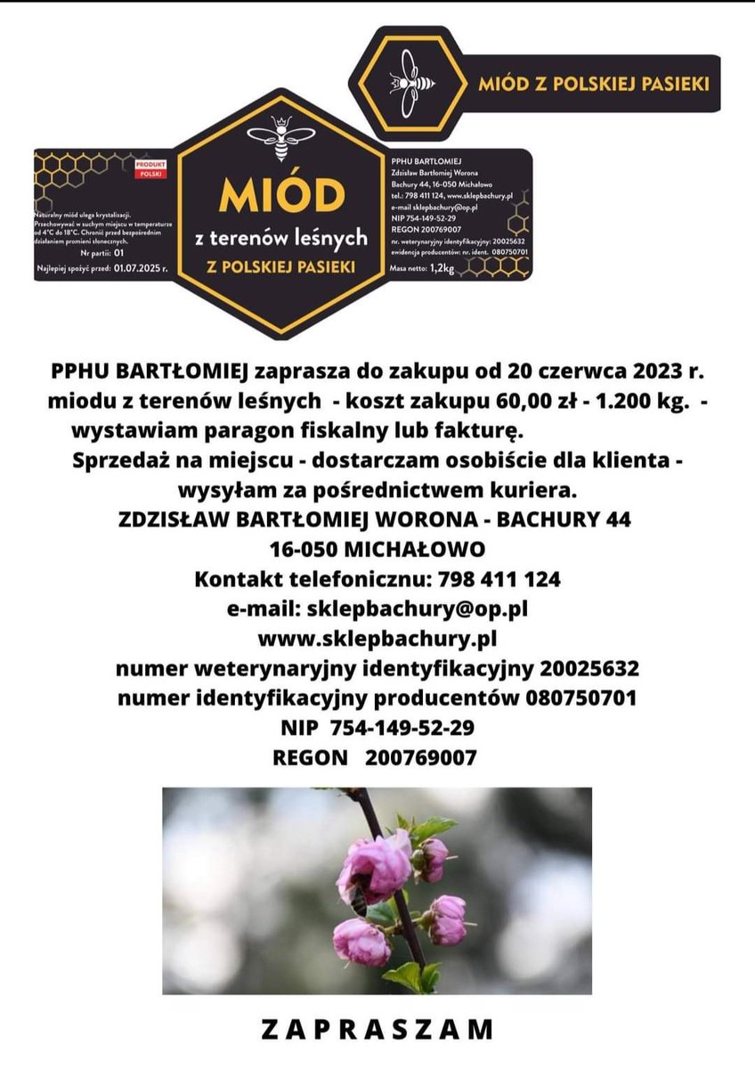 InfoMichalowo's tweet photo. SPRZEDAŻ  MIODU
https://t.co/3FQmPw3TME https://t.co/TjS6pCxFU1
