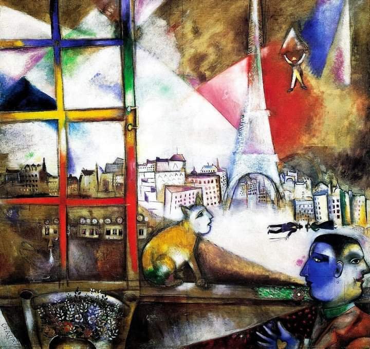 @HeinzRudolf155 @MagdalenaSal1 @MelitaStellari. Marc Chagall. Parigi dalla finestra. 1913.🍀🌹🍀 Ty grazie Heinz