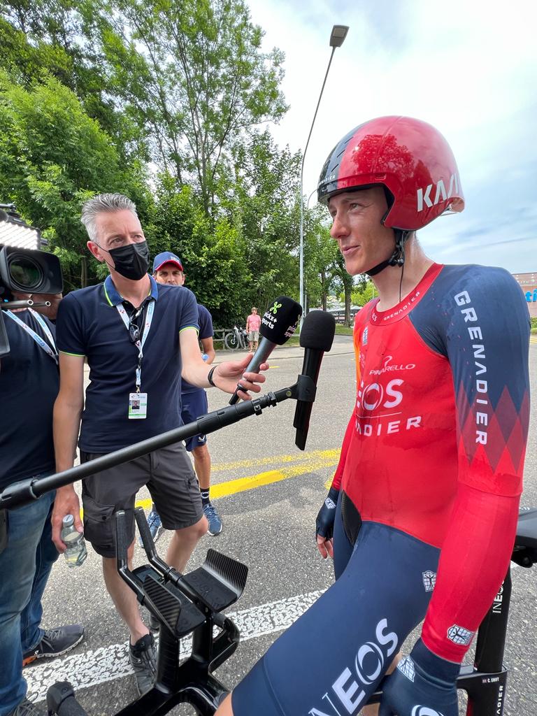 A few minutes on the early hot seat at #TourDeSuisse2023 for @SwiftConnor 👏