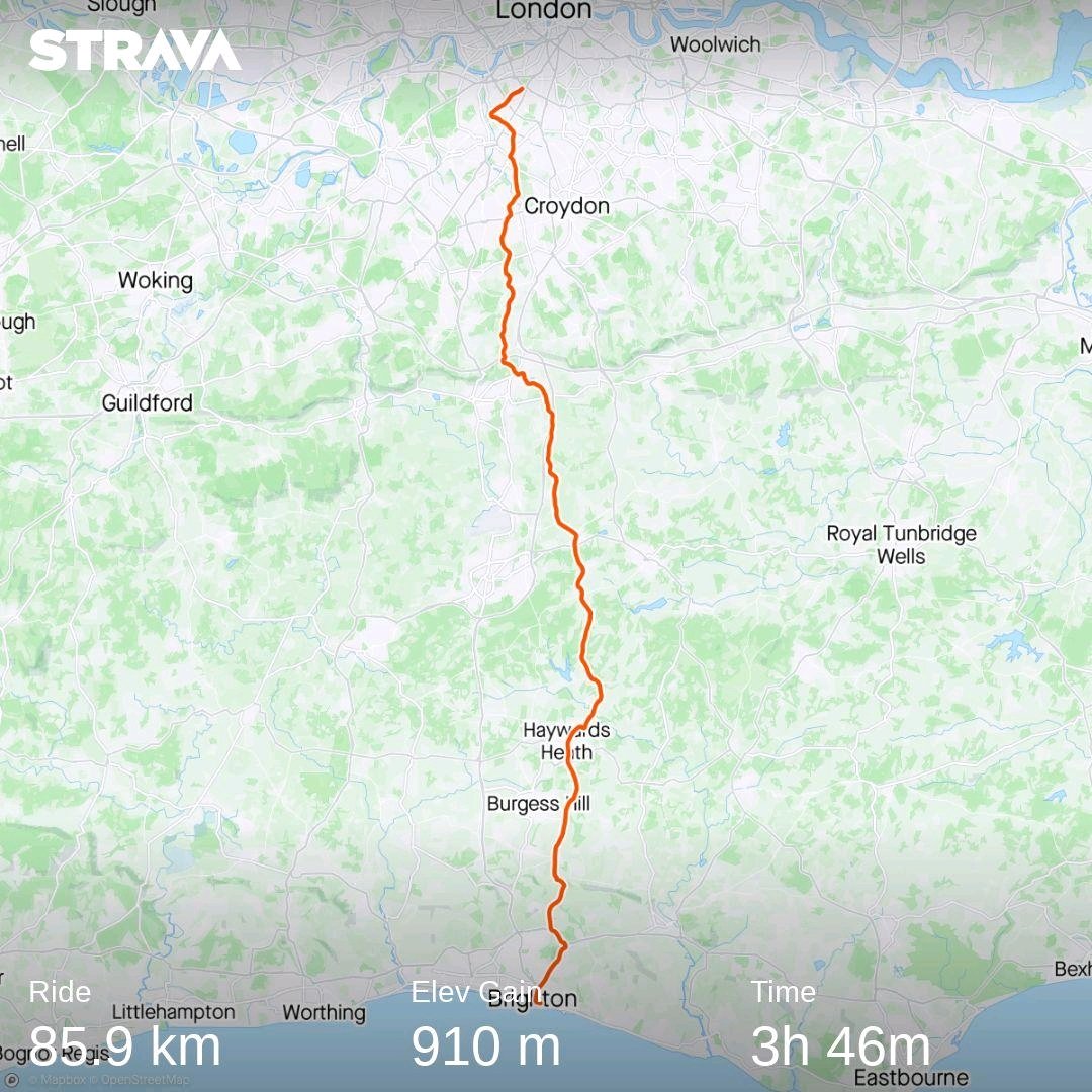 Completed the London to Brighton bike ride this morning. A great way to spend Father's Day.
#LondonToBrighton #FathersDay2023
 #cycling
strava.app.link/5Hk6kBEsJAb