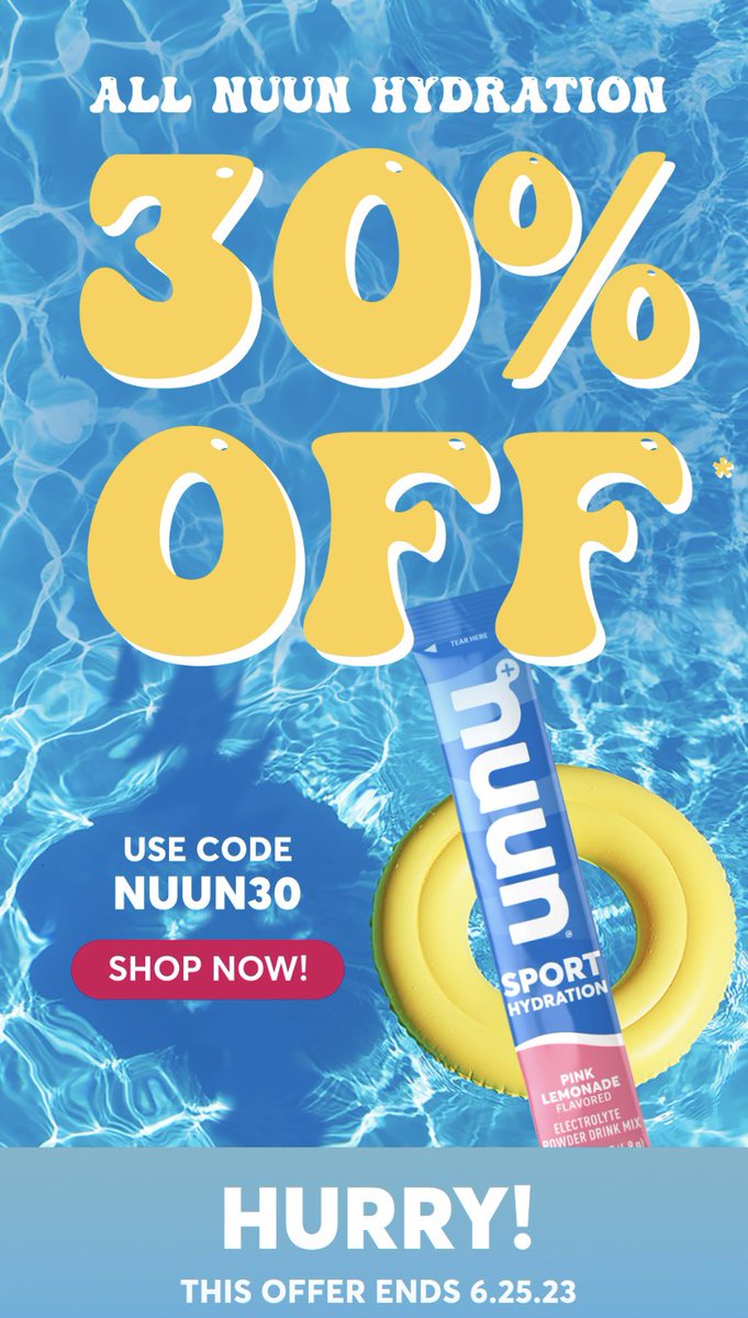 @nuunhydration sale! 30% off using code NUUN30 through 6/25. Stock up on your favorites now!