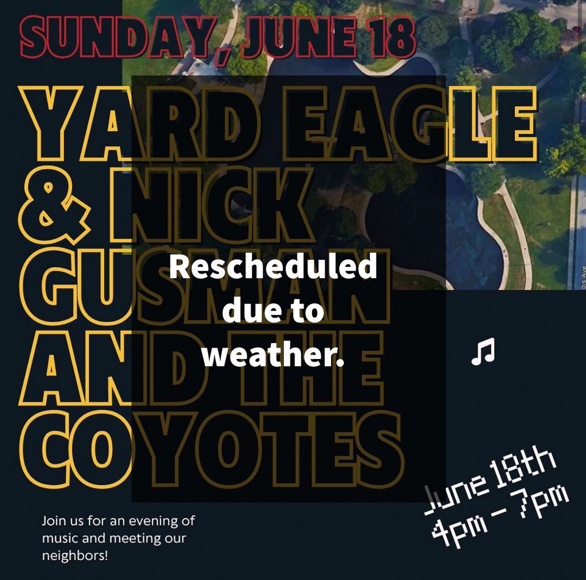 Todays concert has been cancelled.  New date will be announced soon.