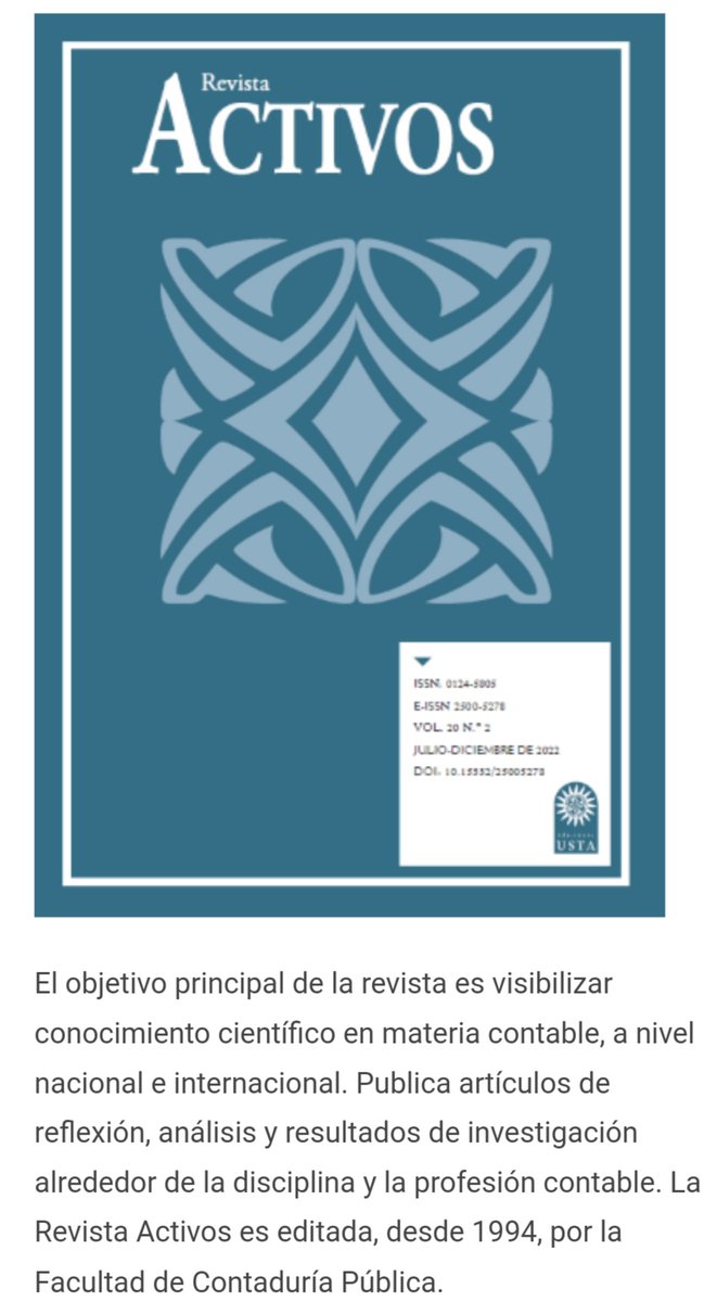 ProfRodrigoChav's tweet image. Saudações amigos. Estamos compartilhando mais um artigo nosso publicado numa das revistas mais importantes de Latino América, da Universidad de San Tomas na Colômbia, a Activos.  revistas.usantotomas.edu.co/index.php/acti…