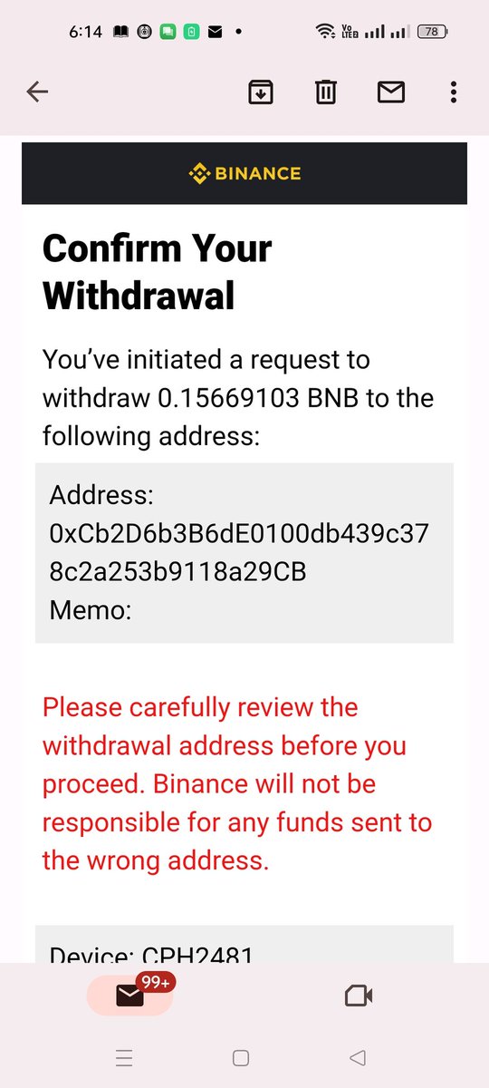 @Zendesk Dear sir
I withdrawal some bnb from Binance to Metamask on 18/06/23 earlier, but still not it reflacted on my Metamask bnb wallat. But I got message confirmation that it has been withdrawal sucessfully. Is there any problem sir. Can you help me