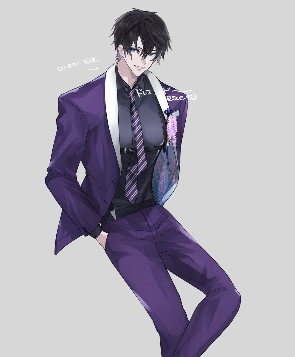 1boy necktie male focus solo purple pants shirt pants  illustration images