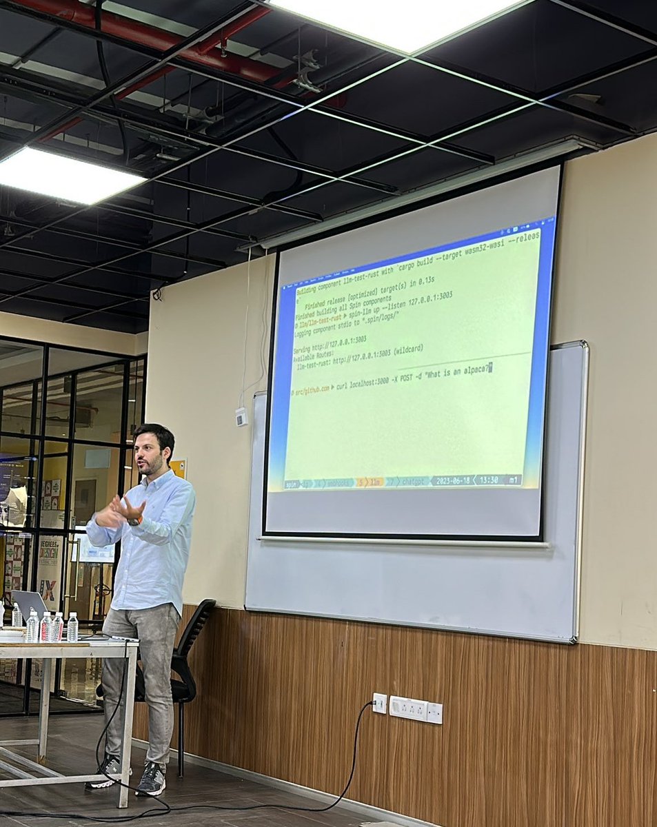 p_parvez's tweet image. The last session of the day was super insightful by @matei_radu sir 🙌 and we saw a live  demo of making a chat bot using the OpenAI API . Combining it with @spinframework key/value storage, we get all the benefits of a stateful app. #wasmmumbai #cncfthane