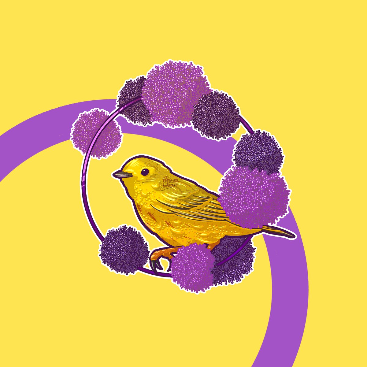 Happy Pride Month!! 🏳️‍🌈

Todays piece represents the Intersex community with their flag behind a Yellow Warbler and Purple Allium Bulbs.

We can't wait to share them all with you!

#pride #art #pridebirds #intersexpride #intersex #warbler #purplealliumbulbs #allium #flowers