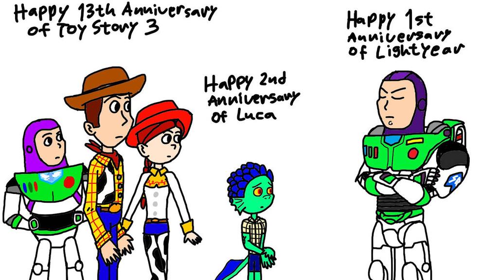 Today is anniversary of Toy Story 3, Luca, and LIGHTYEAR.

that three movie always be best movie.
#toystory #toystoryfanart #toystory3 #luca #lucapixar #lucamovie #lucafanart #lightyear #disneypixarlightyear #lightyear2022