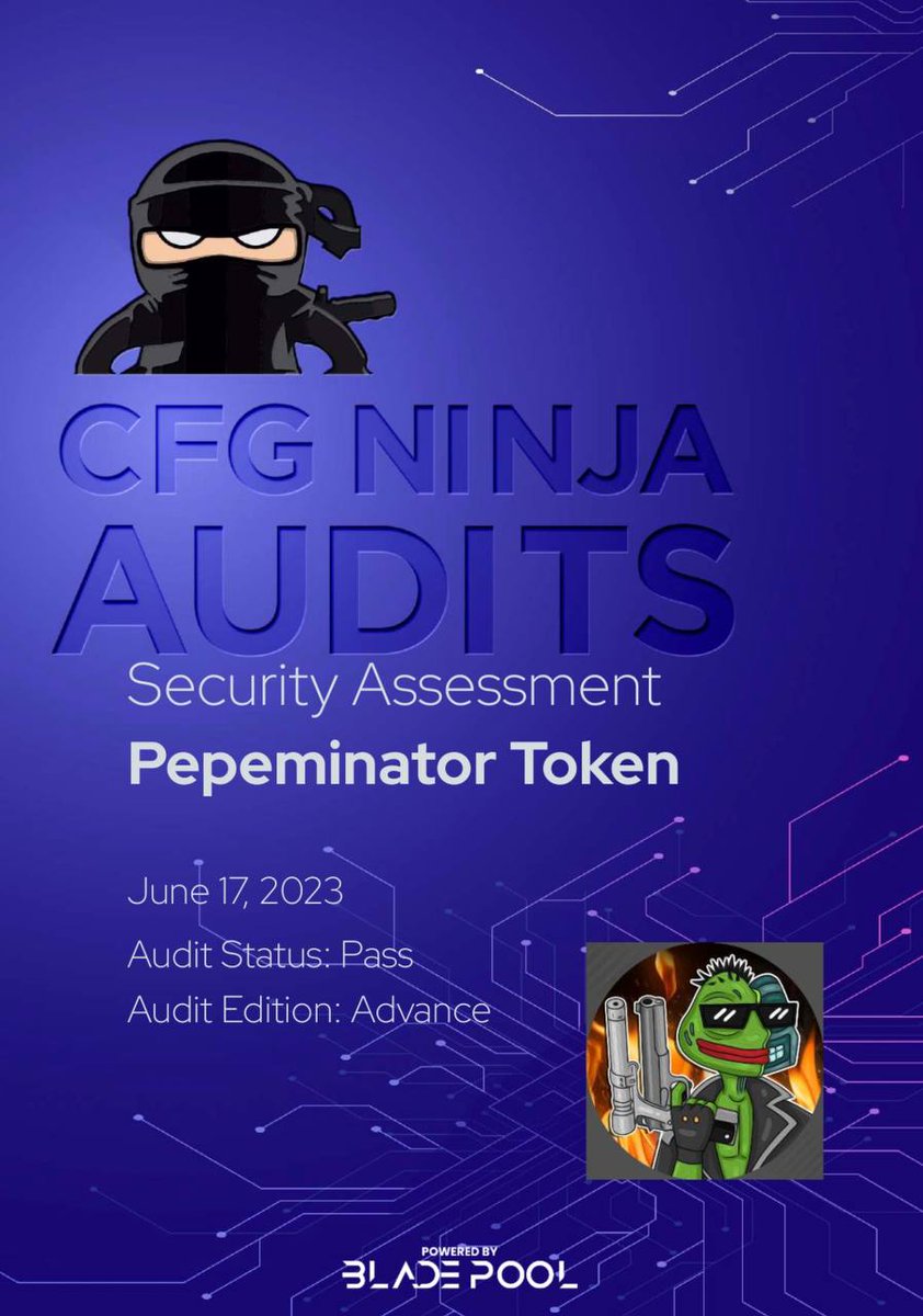 Pepeminator Smart Contract audited by CFGNINJA !

github.com/CFG-NINJA/audi…