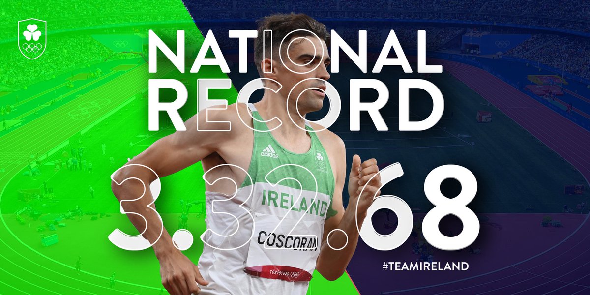 3.32.68 🤯 A new Irish record in the 1500m for Tokyo Olympian @AndrewCoscoran and a win at the @MeetingNikaia in Nice yesterday. Coscoran is now the fastest Irishman ever outdoors, surpassing @RayPFlynn’s 3.33.5 in Oslo, 1982 Big things to come 👊 #TeamIreland