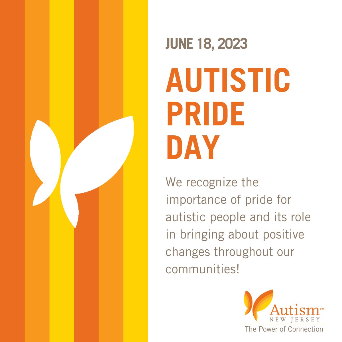 AutismNJ's tweet photo. Today we celebrate autistic pride! ❤️🧡💛 #worldautisticprideday #autisticpride #autismacceptance https://t.co/n6mQSRZbZP