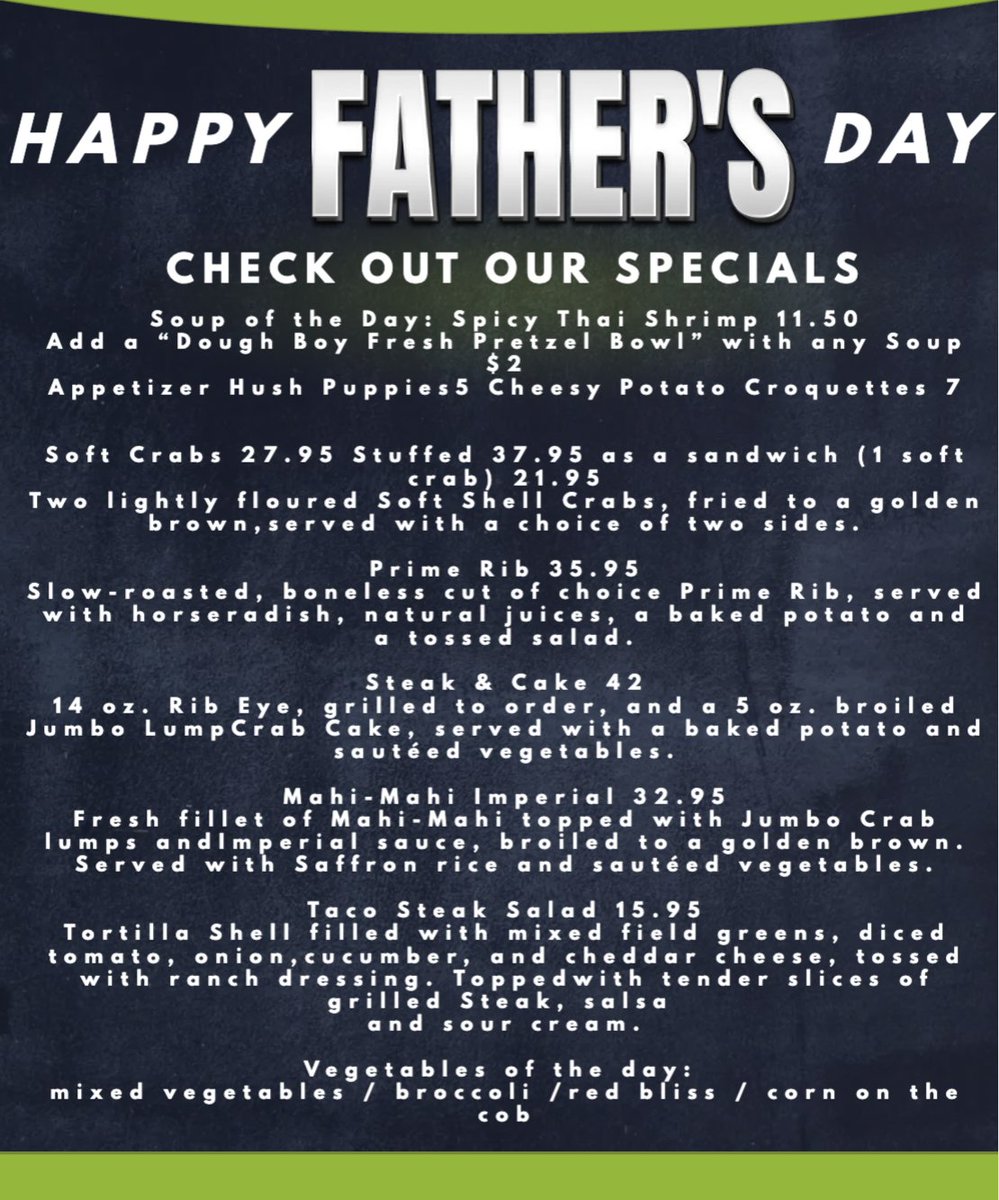 Happy Father's Day to all amazing Dad's out there. 
We have some great specials happening today and we can't wait to see you.