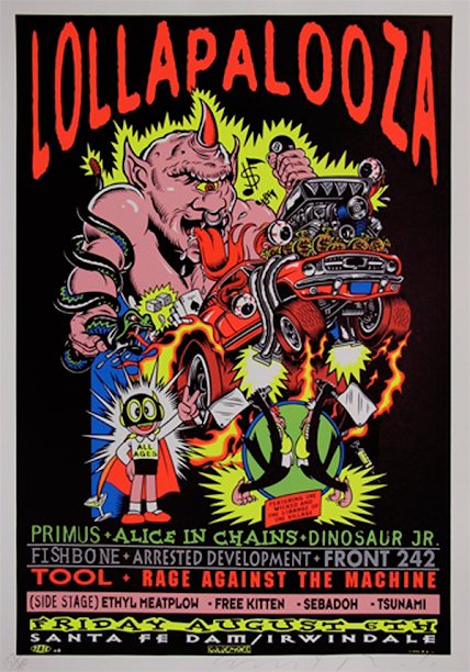 18 de junio al 7 de agosto de 1993. Alice in Chains, Pearl Jam, Soundgarden, Ministry, Tool, Ice Cube, Primus, Red Hot Chilli Peppers, Rage Against the Machine, Jesus And Mary Chain, entre muchos otros, comienza la gira del festival itinerante Lollapalooza II. #Lollapalooza