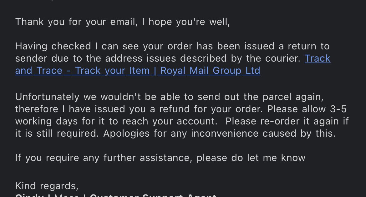 Absolute piss poor service from <a href="/MossBros/">Moss Bros.</a> <a href="/_MBService/">Moss Bros Service</a> . They can’t be bothered to resend my suit, so just giving me my money back instead.