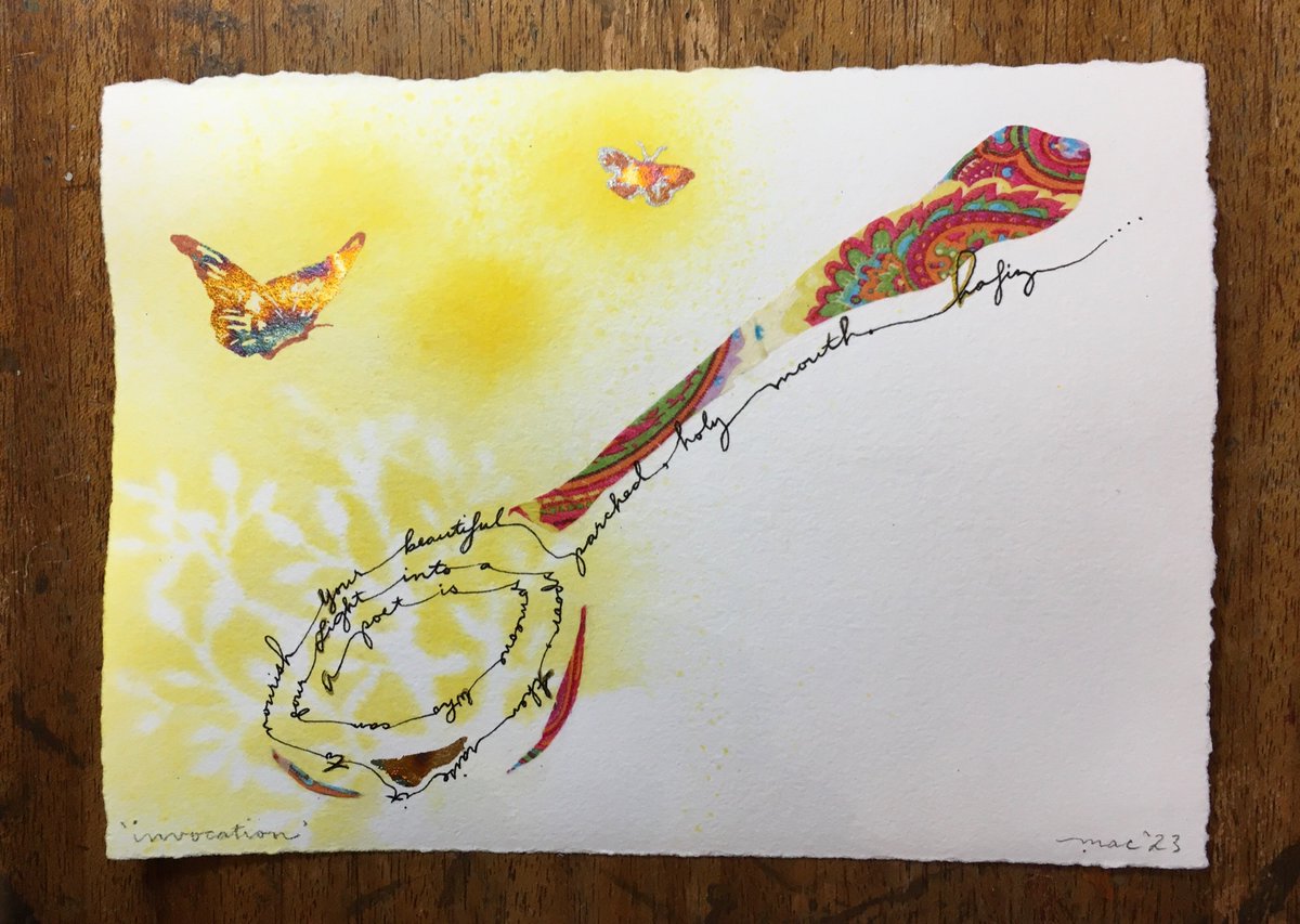 strvngrtst's tweet image. 👀⏰
My piece, ‘#Invocation’, along w/100’s of unique, pstcrd-szd, original #art, will b available 4 prchse this coming wknd. Proceeds frm the @twitrartexhibit evnt benefit @UNYAyouth orgnztn 💝
#mixedmedia #Hafiz #decoupage #goldleaf #negativespace
#ThePipeShop #tae23