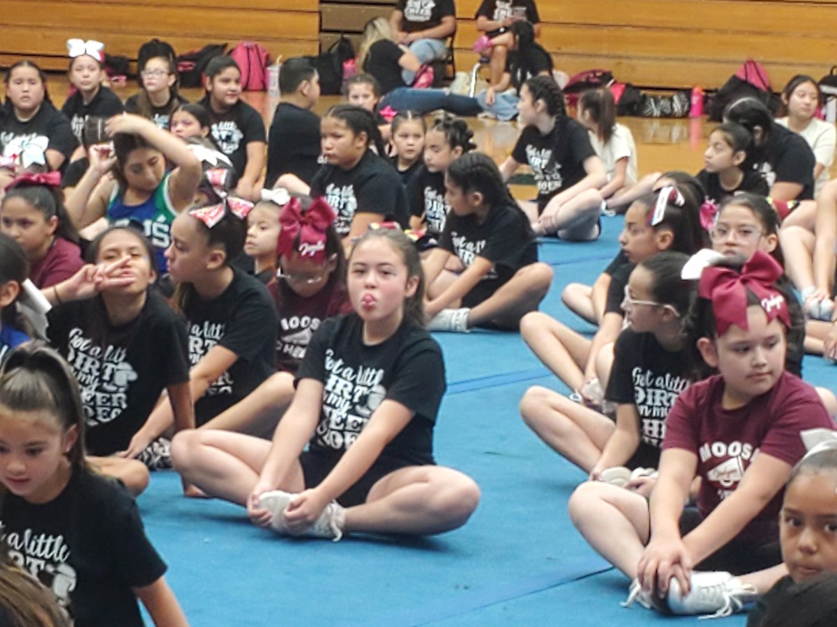 Sybert Cheer warming up for Day 2 of the Montwood High School Cheer Camp!