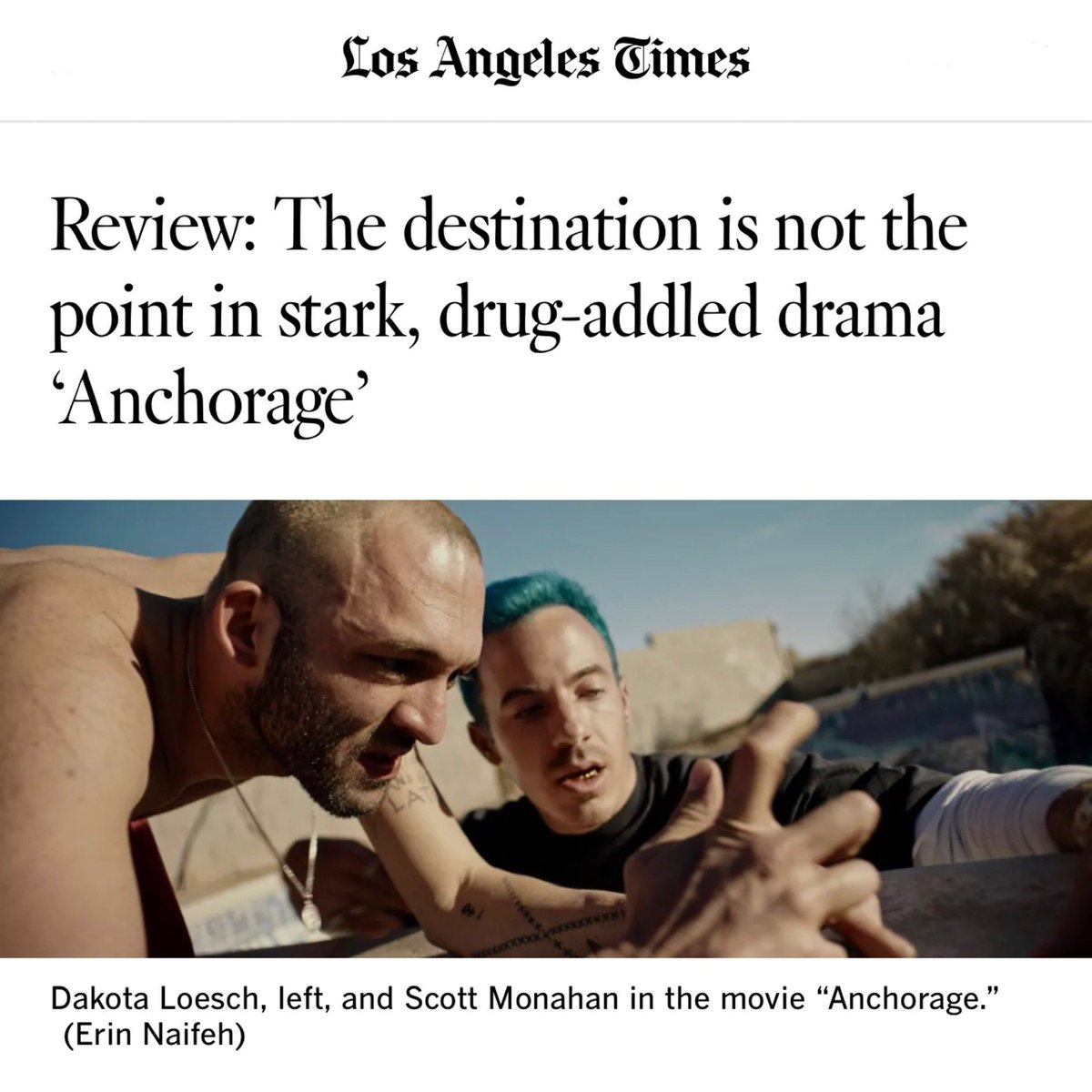 anchoragemovie's tweet image. Anchorage is in the @latimes reviewed by Michael Rechtshaffen! After a great opening weekend at the @laemmle NoHo 7, we’ll be playing there four times a day through the 22nd!

Laemmle NoHo 7
1:00, 3:10, 5:20, 7:30pm