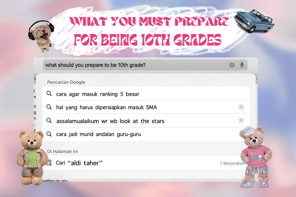 belajaur's tweet image. ✩˚｡⋆ 3 Aspects Need to Prepare for being 10th Graders ༉‧₊˚✧

A THREAD — written by belajaur

🎀🌀⭐️🪩💥🚨🧼🗣🧤🧿🪩