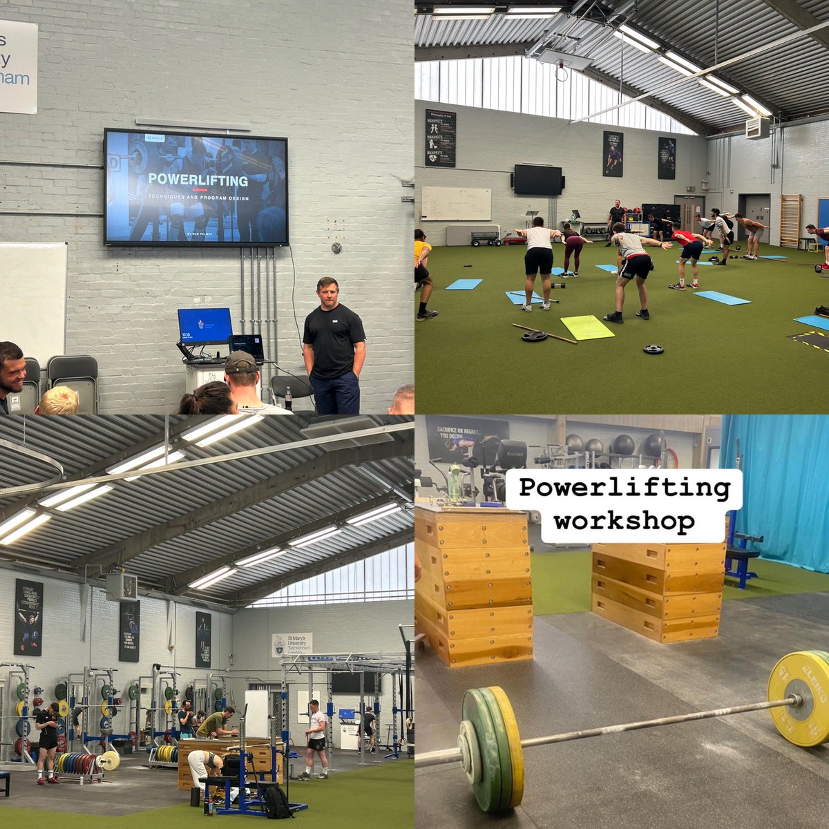 StMarys_SandC's tweet photo. At the end of week 1 &amp; we have to thank @Robpalmer1982 for coming to discuss his experiences &amp; knowledge on the use of powerlifting for our students. Dan John again performing another series of workshops on all things strength &amp; plenty of student practice for upcoming assessments https://t.co/oXC03BQ7OC