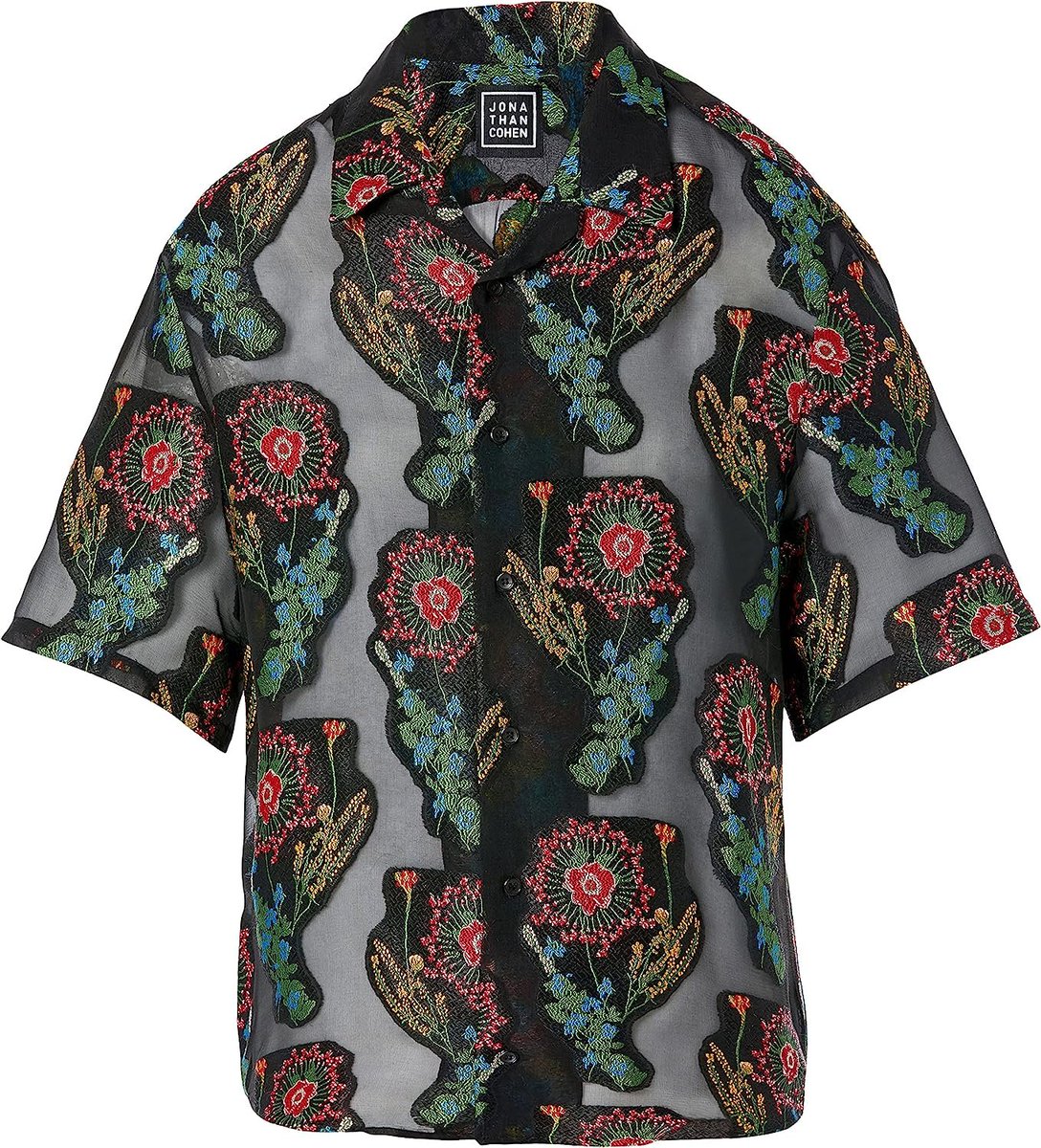 Jonathan Cohen, Floral Filcoupe Unisex Shirt, Black Multi