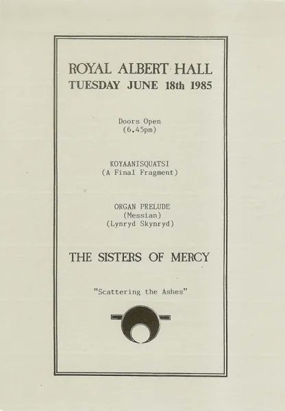 On this day in 1985 I walked out of an exam 30 minutes early to meet my mate at the station and take the train down to London to see The Sisters of Mercy at the Royal Albert Hall. 
#otd #thesistersofmercy #riseandreverberate #royalalberthall #gothgoth