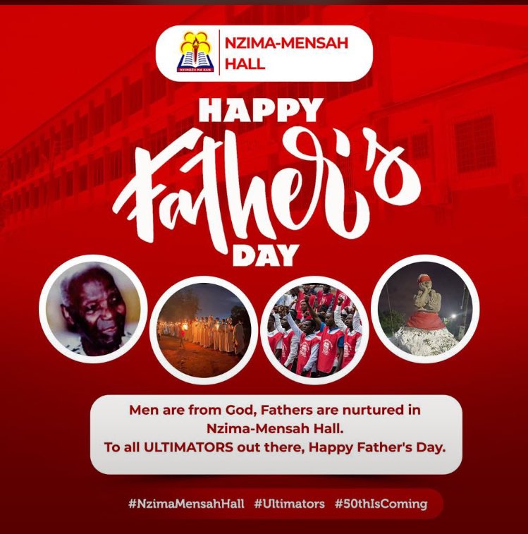 Wishing All ULTIMATORS A Blissful Happy Fathers’ Day 🎉🤩❤️

Hold Up For The Ultimate Men In Nzima Mensah Hall 🔥💥🚀

#50ThIsComing #Ultimators #HappyFarthersDay