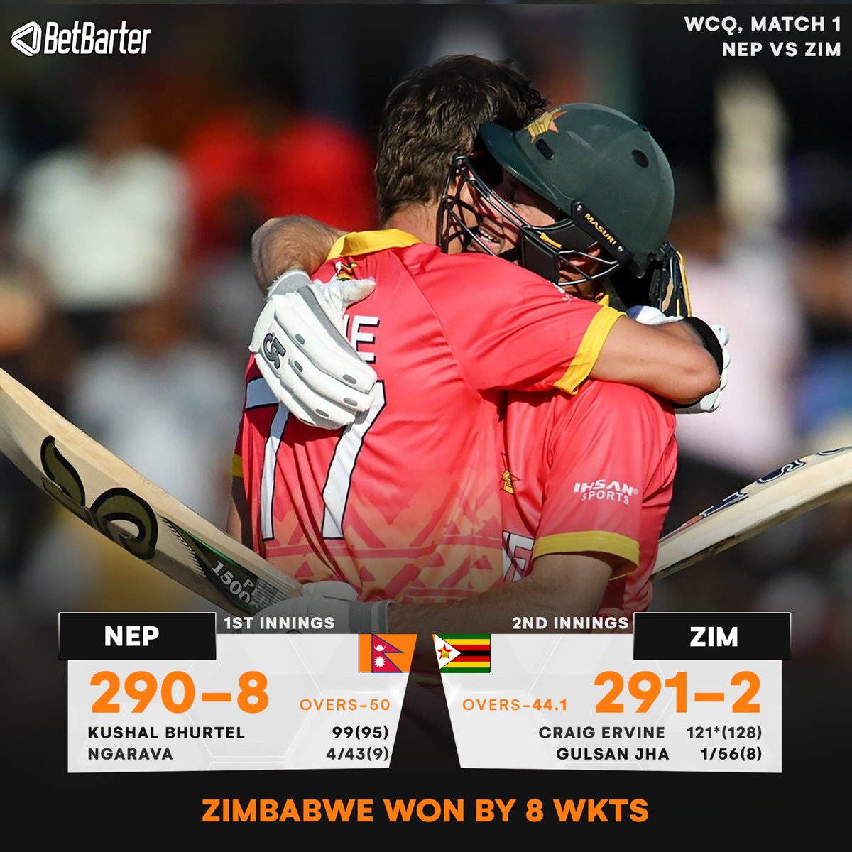 Craig Ervine and Sean Williams' sensational centuries guide Zimbabwe to a comprehensive win against Nepal.

#WCQualifiers #ODI #WorldCup #SeanWilliams #CraigErvin #ZIMvNEP #Betbarter