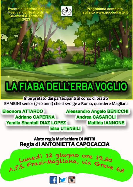 GoccediArte's tweet photo. E continuiamo con i tanti (DAVVERO TANTI!) eventi che fanno parte del Festival 2023: ecco i bambini senior (dai 7 ai 10 anni) con il loro LA FIABA DELL'ERBA VOGLIO, guidati da Antonietta Capocaccia insieme a Mariachiara Di Mitri. Un evento ricco di SIMPATIA, GENUINITA', ENERGIA! https://t.co/u3X2hLWE8R