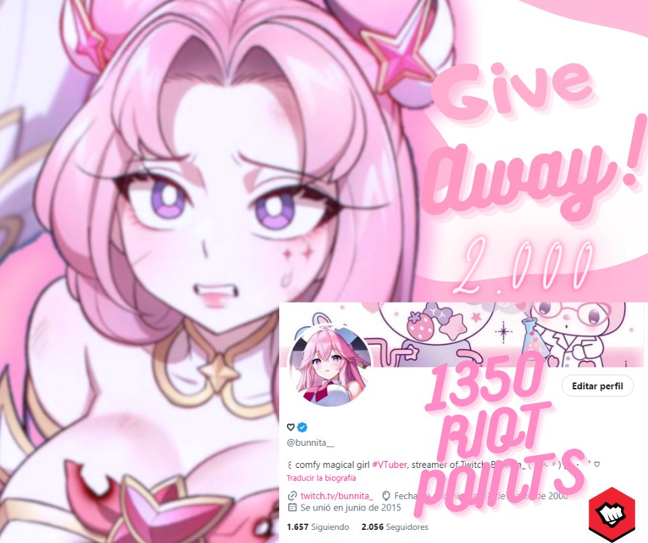 ✨ SORTEO DE SKIN ESPECIAL 2K SEGUIDORES ( LAN )  
Hemos llegado a los 2k así que he decidido empezar a agradecerles de esta manera:

¿Qué se debe hacer para ganar una SKIN?  

● Seguirme en: <a href="/bunnita__/">♡</a> y twitch.tv/bunnita_
 
🔃RT y FAV   

 El sorteo terminará el 31 de