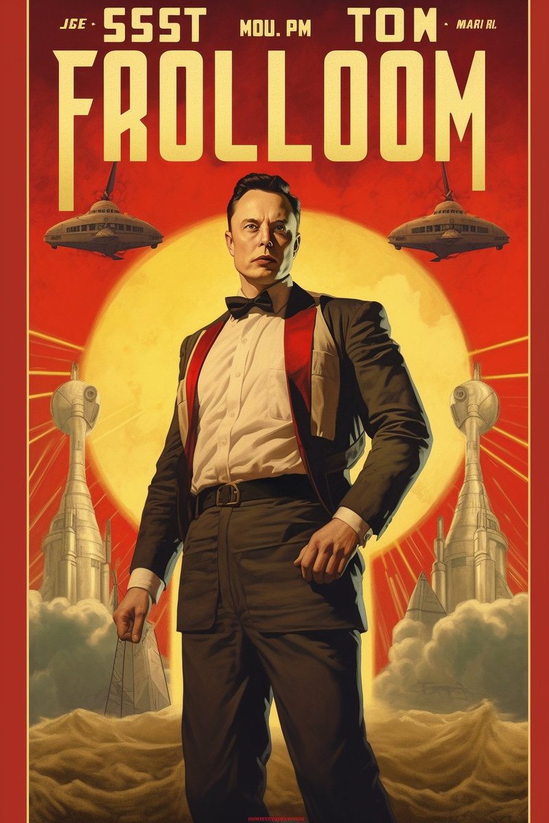 @The_DailyAi **Elon Musk in 1930s style poster art for pulp adventure featuring rockets to mars, illustrated graphic poster. --v 5.1 --ar 2:3 #ElonmuskPromote #Elon #elon_musk