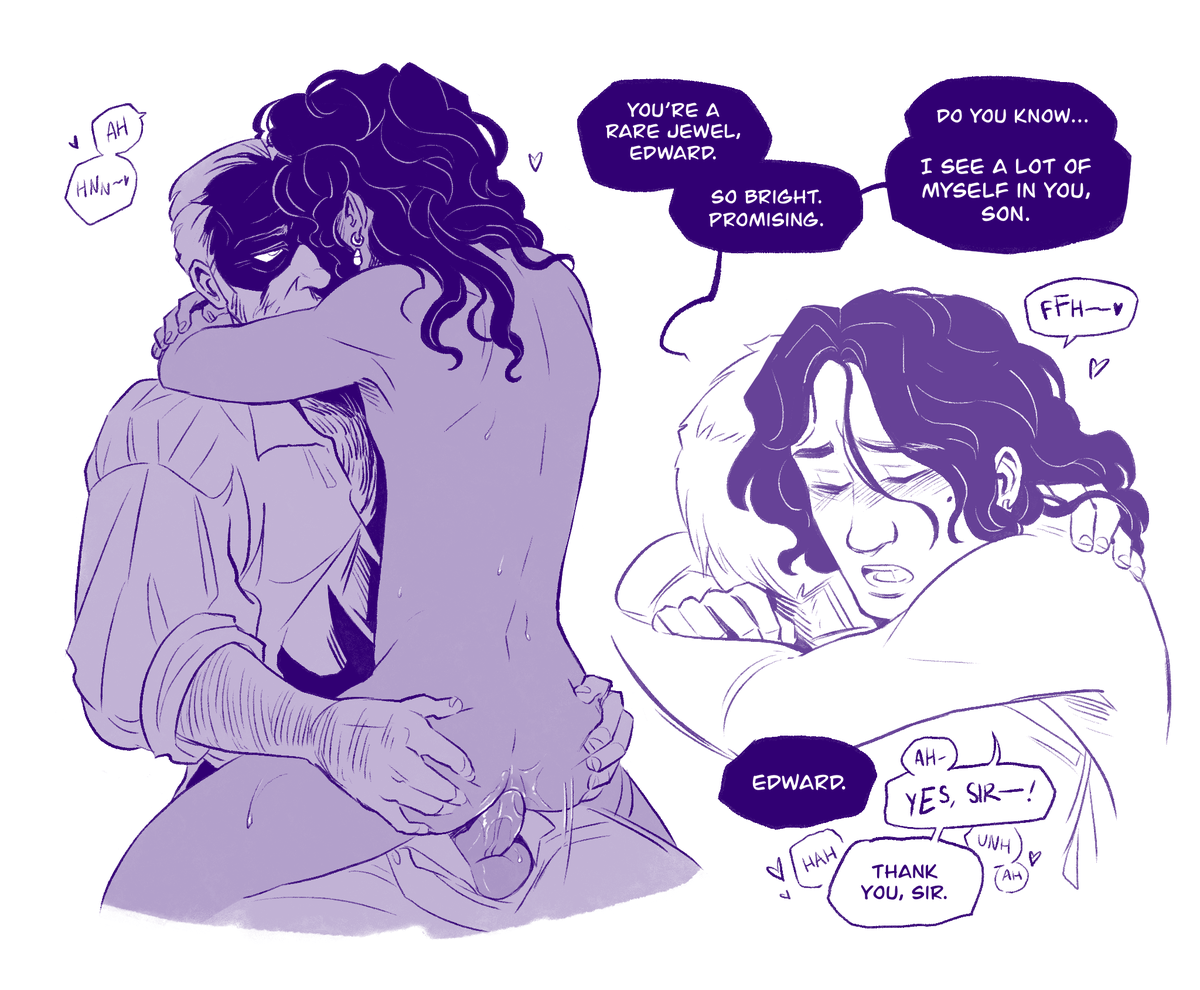 well heres the natural progression of my "hornigold era ed getting menaced by captain daddy" thought of the other day. blurried for being creepy as hell. inb4 anyone asks, ed is like 19. happy father's day