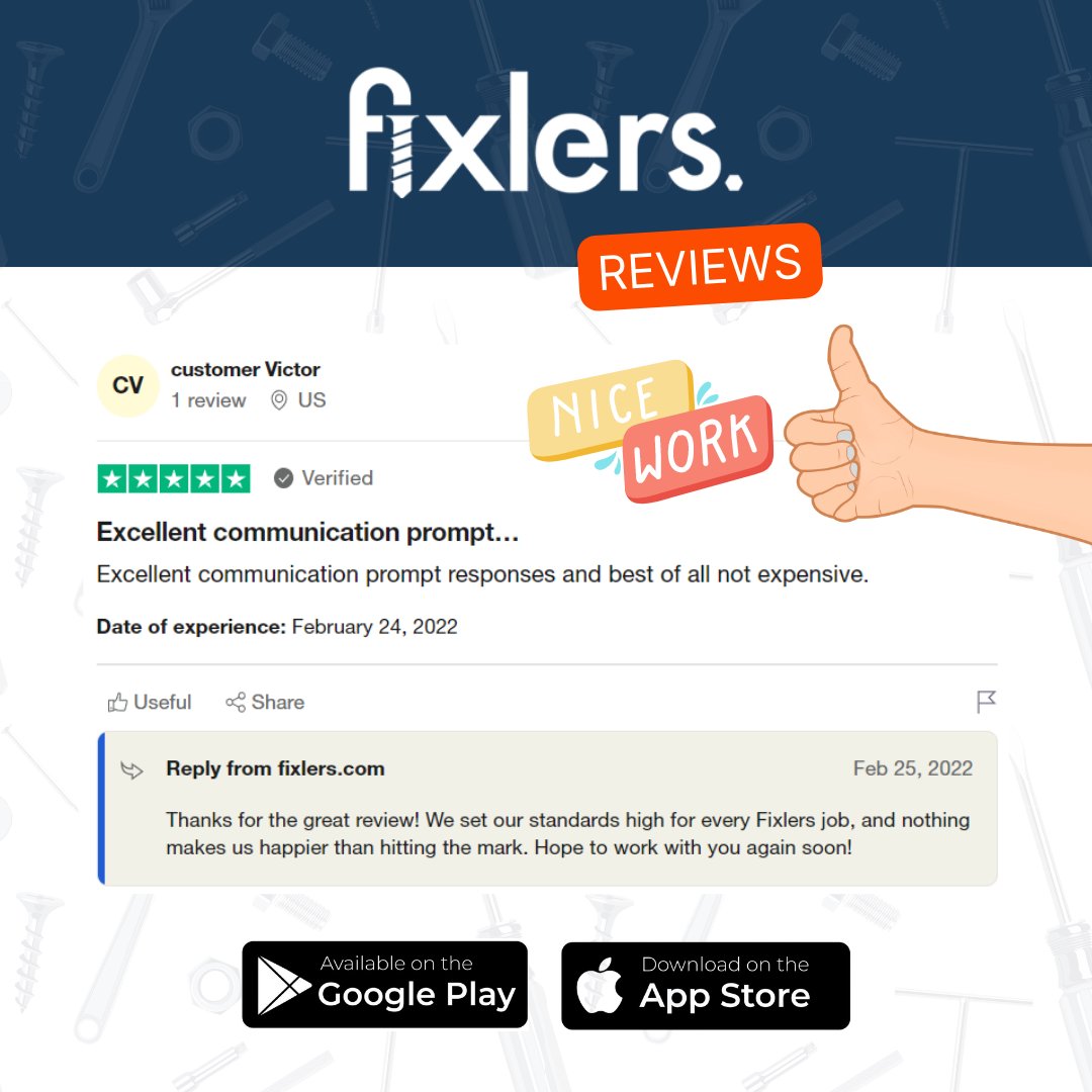 'Excellent communication, prompt responses...' At Fixlers, our focus is on completing the job with utmost smoothness and efficiency! Thank you for the review! #Fixlers #FixlersPro #handyman #professionalservices #homerepair #repairjobs #homerenovation #fixerupper