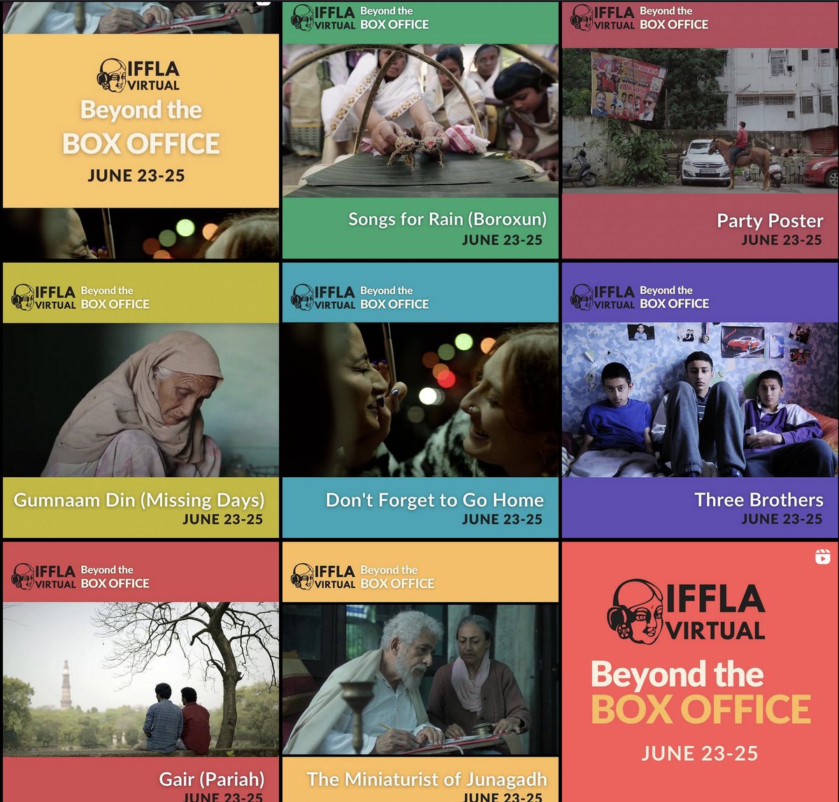 mehta_critic's tweet photo. Thrilled to present this /*Free, Virtual, Avail Worldwide*\ lineup of exceptional films next weekend! @IFFLA

🎥 DON’T FORGET TO GO HOME
🎥 GAIR (PARIAH)
🎥 MISSING DAYS (GUMNAAM DIN)
🎥 PARTY POSTER
🎥 SONGS FOR RAIN (BOROXUN)
🎥 THE MINIATURIST OF JUNAGADH
🎥 THREE BROTHERS https://t.co/B9cKVRLyat