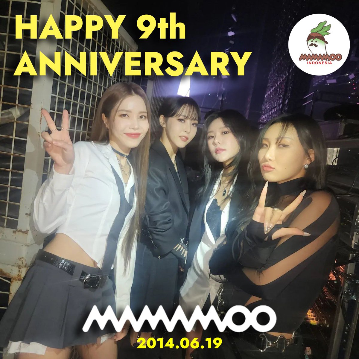 mamamooID's tweet photo. Happy 9th anniversary to the best girls in the world, Mamamoo! Thanks for being with us for the past 9 years, let's stay together for a long long time! We love you, always 💚

#마마무와_무무는_영원한_친9
#MooMoosWillContinue
Moomoos are where MAMAMOO is
#무무들은계속된다 https://t.co/Pu5Tt7OrL9