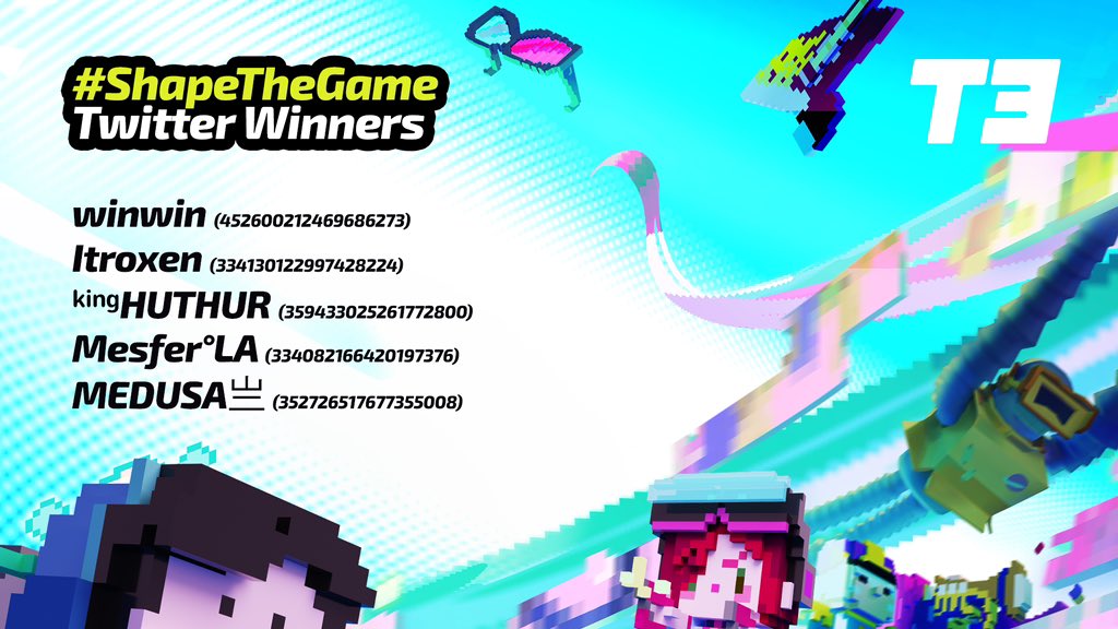 T3Arena's tweet photo. Your voice MATTERS.
Congratulations to our SS1 Battle Pass winners, and a major thank you for everyone who participated in #ShapeTheGame.
You are the future of T3 Arena. https://t.co/Hgu2cp8b8f